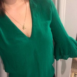 Green mid sleeve Zara top